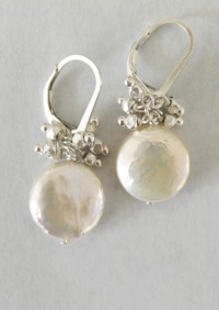 Silver Coin Pearl Earrings