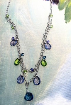 Peridot, iolite and London blue topaz